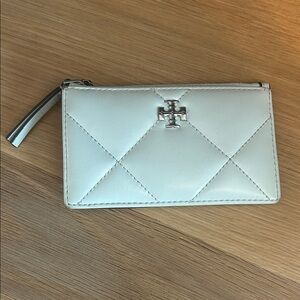 Tory Burch Kira Light Blue Quilted Card Holder - Leather - Zip closure